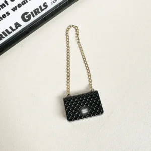 17cm Cute Black Crossbody Bag Accessory for Labubu Dolls - Handmade Plush Bag with Adjustable Strap | Labubu Doll Accessories