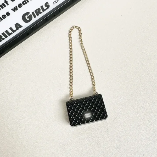 17cm Cute Black Crossbody Bag Accessory for Labubu Dolls - Handmade Plush Bag with Adjustable Strap | Labubu Doll Accessories
