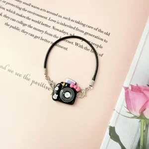 17cm Cute Black Crossbody Camera Accessory for Labubu Dolls - Handmade Plush Camera with Adjustable Strap | Labubu Doll Accessories