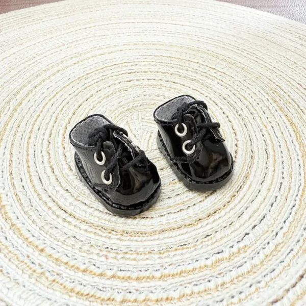 17cm Cute Black Shoes Accessory for Labubu Dolls - Handmade Soft Fabric Shoes with Elastic Strap | Labubu Doll Accessories