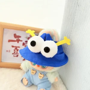 17cm Cute Blue Animal Hat Accessory for Labubu Dolls - Handmade Plush Cap with Animal Ears | Labubu Doll Accessories