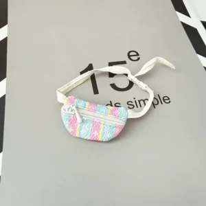 17cm Cute Colorful Crossbody Bag Accessory for Labubu Dolls - Handmade Plush Bag with Adjustable Strap | Labubu Doll Accessories