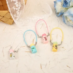 17cm Cute Crossbody Water Bottle Accessory for Labubu Dolls - Handmade Plush Bottle with Adjustable Strap | Labubu Doll Accessories