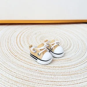 17cm Cute Khaki Canvas Shoes Accessory for Labubu Dolls - Handmade Canvas Sneakers with Star Print | Labubu Doll Accessories