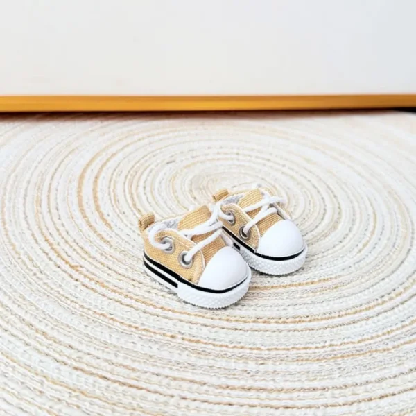 17cm Cute Khaki Canvas Shoes Accessory for Labubu Dolls - Handmade Canvas Sneakers with Star Print | Labubu Doll Accessories