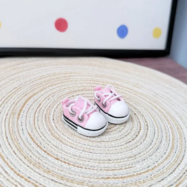 17cm Cute Pink Canvas Shoes Accessory for Labubu Dolls - Handmade Canvas Sneakers with Star Print | Labubu Doll Accessories