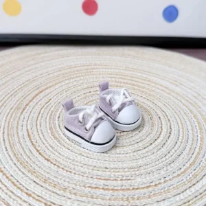 17cm Cute Purple Canvas Shoes Accessory for Labubu Dolls - Handmade Canvas Sneakers with Star Print | Labubu Doll Accessories