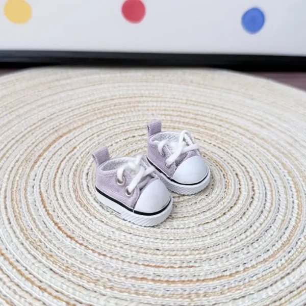 17cm Cute Purple Canvas Shoes Accessory for Labubu Dolls - Handmade Canvas Sneakers with Star Print | Labubu Doll Accessories