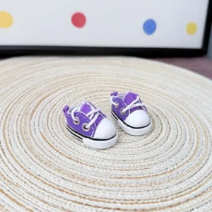 17cm Cute Purple Canvas Shoes Accessory for Labubu Dolls - Handmade Canvas Sneakers with Star Print | Labubu Doll Accessories