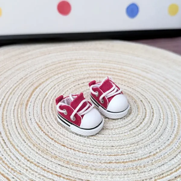 17cm Cute Red Canvas Shoes Accessory for Labubu Dolls - Handmade Canvas Sneakers with Star Print | Labubu Doll Accessories