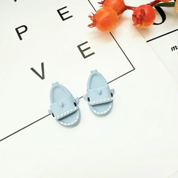 17cm Cute Sky Blue Shark Shoes for Labubu Dolls - Handmade Plush Shoes with Shark Teeth Design | Labubu Doll Accessories