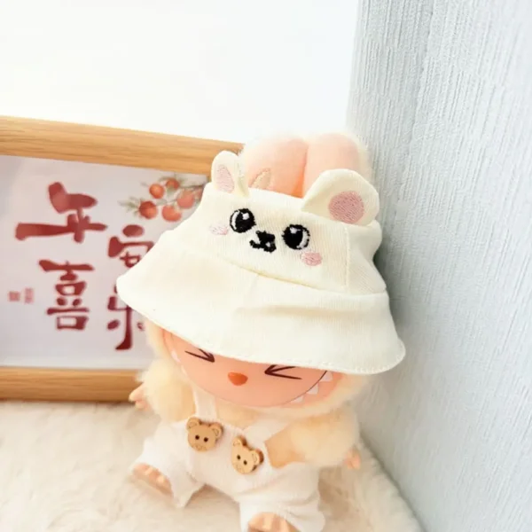 17cm Cute White Animal Hat Accessory for Labubu Dolls - Handmade Plush Cap with Animal Ears | Labubu Doll Accessories
