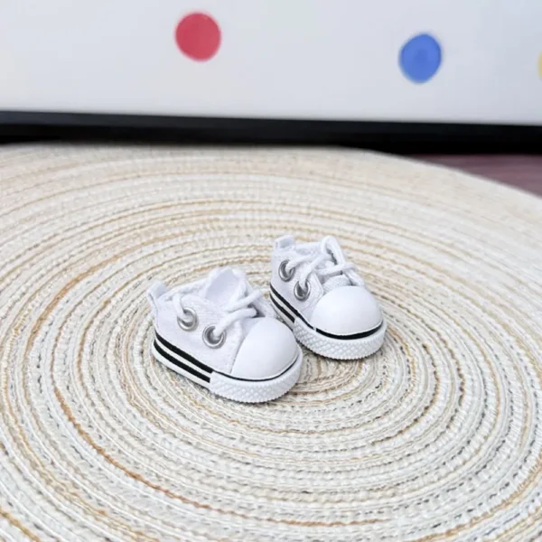 17cm Cute White Canvas Shoes Accessory for Labubu Dolls - Handmade Canvas Sneakers with Star Print | Labubu Doll Accessories