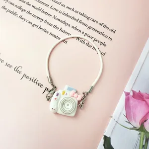 17cm Cute White Crossbody Camera Accessory for Labubu Dolls - Handmade Plush Camera with Adjustable Strap | Labubu Doll Accessories
