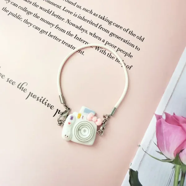 17cm Cute White Crossbody Camera Accessory for Labubu Dolls - Handmade Plush Camera with Adjustable Strap | Labubu Doll Accessories