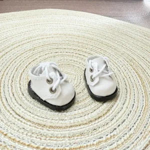 17cm Cute White Shoes Accessory for Labubu Dolls - Handmade Soft Fabric Shoes with Elastic Strap | Labubu Doll Accessories