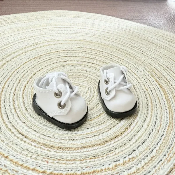 17cm Cute White Shoes Accessory for Labubu Dolls - Handmade Soft Fabric Shoes with Elastic Strap | Labubu Doll Accessories
