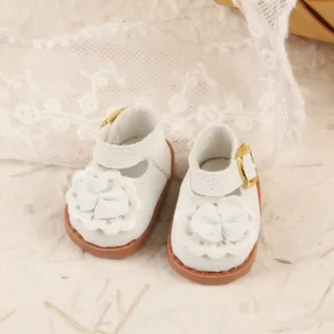 17cm Cute White Princess Shoes Accessory for Labubu Dolls - Handmade Plush Shoes with Rhinestone Decor | Labubu Doll Accessories