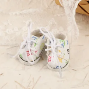 17cm Cute White Shoes Accessory for Labubu Dolls - Handmade Shoes with Colorful Petal Design | Labubu Doll Accessories