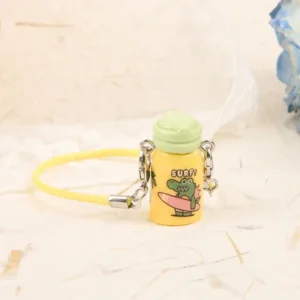 17cm Cute Yellow Crossbody Water Bottle Accessory for Labubu Dolls - Handmade Plush Bottle with Adjustable Strap | Labubu Doll Accessories