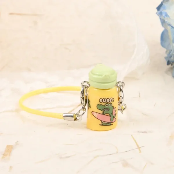 17cm Cute Yellow Crossbody Water Bottle Accessory for Labubu Dolls - Handmade Plush Bottle with Adjustable Strap | Labubu Doll Accessories