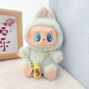 17cm Cute Yellow Crossbody Water Bottle Accessory for Labubu Dolls - Handmade Plush Bottle with Adjustable Strap | Labubu Doll Accessories