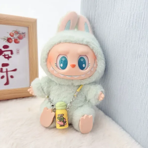 17cm Cute Yellow Crossbody Water Bottle Accessory for Labubu Dolls - Handmade Plush Bottle with Adjustable Strap | Labubu Doll Accessories