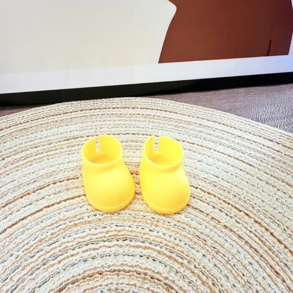 17cm Cute Yellow Rain Boot Accessory for Labubu Dolls - Handmade Waterproof Boots with Cloud Pattern | Labubu Doll Accessories