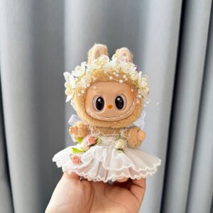 Labubu Doll Pearl Hairflower Gown