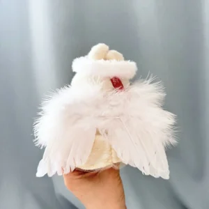 Handmade Cute Angel Set for Labubu Doll - Back View with Adjustable Wing Straps & Feather Layer Details