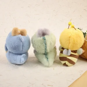 Handmade Playful Animal Costumes for Labubu Doll - Shark/Bee/Dino Back View with Accessory Details