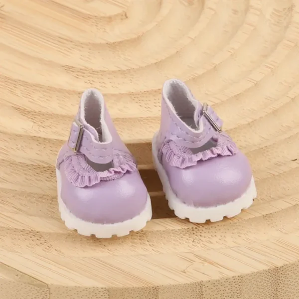 Handmade Purple Butterfly Shoes for Labubu Doll - Ankle Boots with Butterfly Charm & Glitter Sole