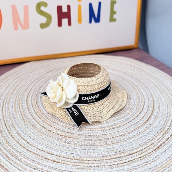 Elegant Labubu Doll Camellia Straw Hat Accessories - Stylish Summer Decor for Labubu Dolls | Labubu Doll Clothing & Accessories