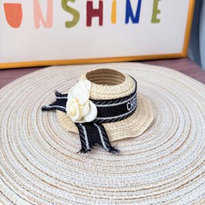 Elegant Labubu Doll Camellia Straw Hat Accessories - Stylish Summer Decor for Labubu Dolls | Labubu Doll Clothing & Accessories