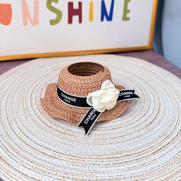 Elegant Labubu Doll Camellia Straw Hat Accessories - Stylish Summer Decor for Labubu Dolls | Labubu Doll Clothing & Accessories