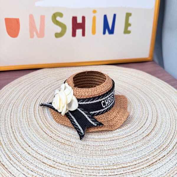 Elegant Labubu Doll Camellia Straw Hat Accessories - Stylish Summer Decor for Labubu Dolls | Labubu Doll Clothing & Accessories