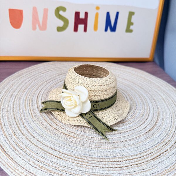 Elegant Labubu Doll Camellia Straw Hat Accessories - Stylish Summer Decor for Labubu Dolls | Labubu Doll Clothing & Accessories