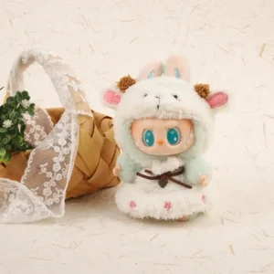 Handmade Cute Cartoon Animal Set for Labubu Doll - Lamb Style with 3D Wool Ears, Knit Sweater & Hoof-shaped Shoes