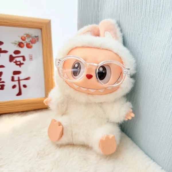 Cute Clear Color Round Glasses Accessory for Labubu Doll - Stylish Eyewear Decor | Labubu Doll Clothing & Accessories