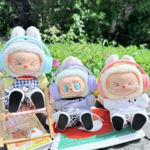 17cm Handmade Labubu Doll Headphones in Pink - Multi-Color Accessory for V1/V2/V3