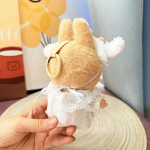 Handmade Cute Lamb Set for Labubu Doll - Back View with Woolly Tail & Ear Headpiece Details