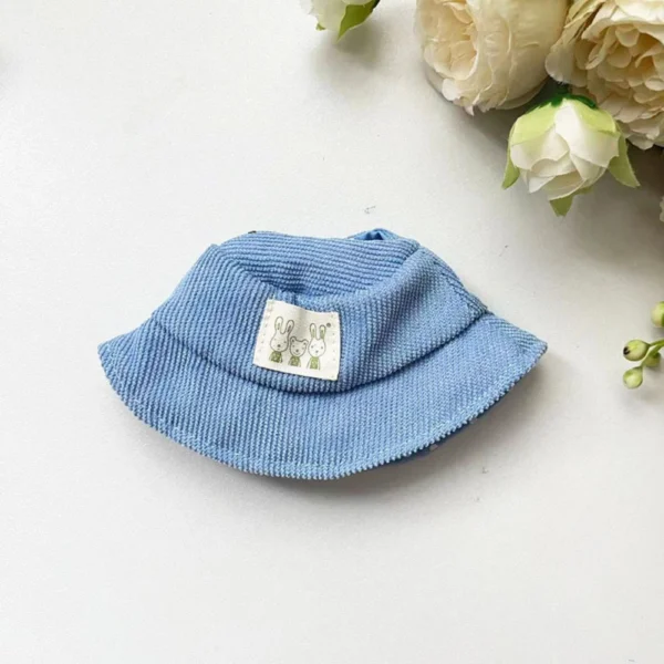 Light Blue Knit Hat Accessory for Labubu Dolls with Cute Rabbit Patch - Stylish Doll Hat for Labubu | Labubu Doll Clothing & Accessories