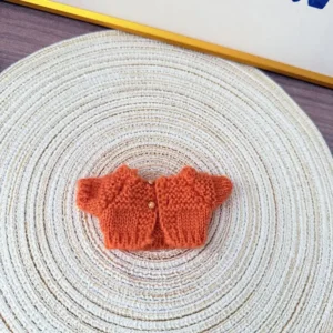 Handmade Orange Sweater for Labubu Doll - Cozy Knit with Cute Star Embroidery on Chest