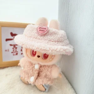 17cm Labubu Doll Adorable Hat in Pink - 3 Colors, V1/V2/V3 Compatible