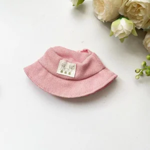 Pink Knit Hat Accessory for Labubu Dolls with Cute Rabbit Patch - Stylish Doll Hat for Labubu | Labubu Doll Clothing & Accessories
