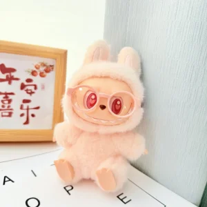 Cute Pink Round Glasses Accessory for Labubu Doll - Stylish Eyewear Decor | Labubu Doll Clothing & Accessories