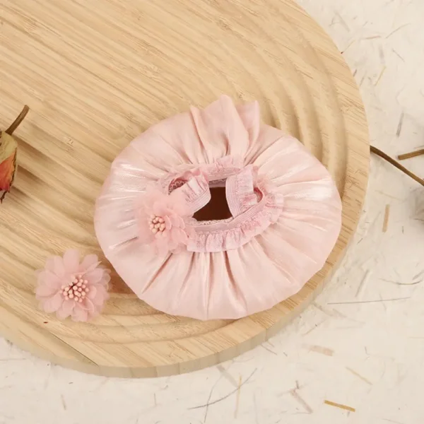 Handmade Cute Pleated Skirt Set for Labubu Doll - Pink Pleated Skirt with Ruffled Bow & Lace Trimmed Hair Clip