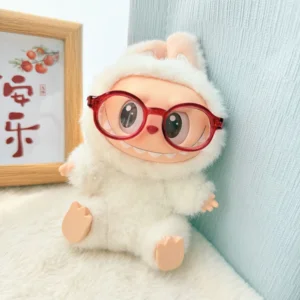 17cm Labubu Doll Glasses in red - Handmade Eyewear Accessory for V1/V2/V3 Dolls