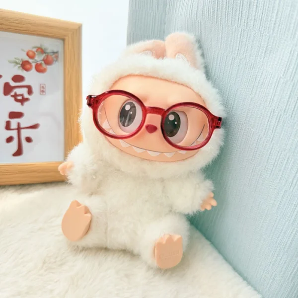 17cm Labubu Doll Glasses in red - Handmade Eyewear Accessory for V1/V2/V3 Dolls