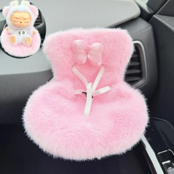 17cm Handmade Plush Pink Sofa Cushion for Labubu Dolls - Fits V1/V2/V3 | Labubu Doll Accessories